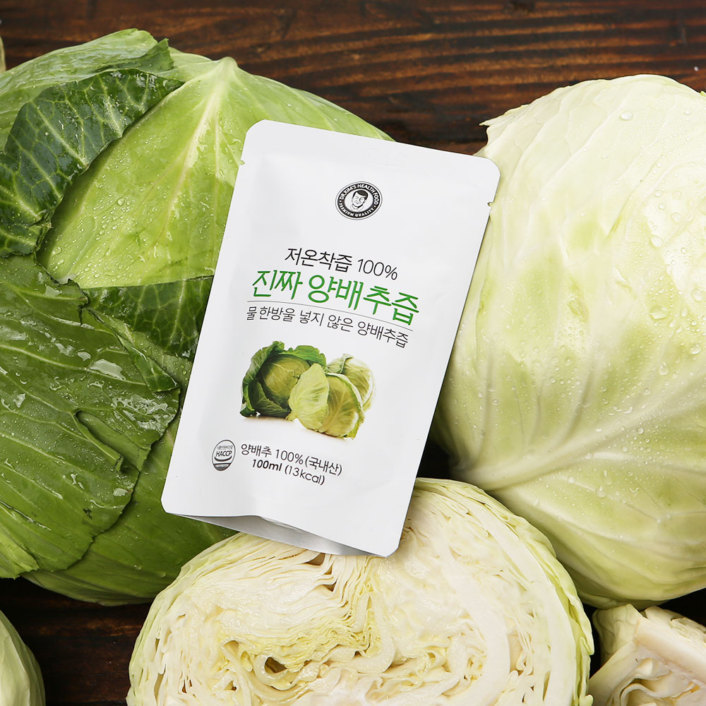 김재식헬스푸드 저온착즙 100% 물넣지 않은 국내산 양배추즙 100ml 30팩 1박스 대표 이미지