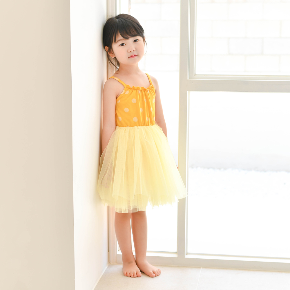 하늘 나시 튜튜 샤 원피스 여아 아동 핑크 옐로우 오렌지 그린 보통핏