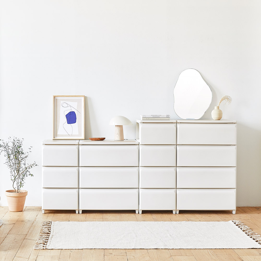 룸앤홈 데일리 플라스틱서랍장 M-340x425x1060mm, 5단, 아이보리 이미지 2