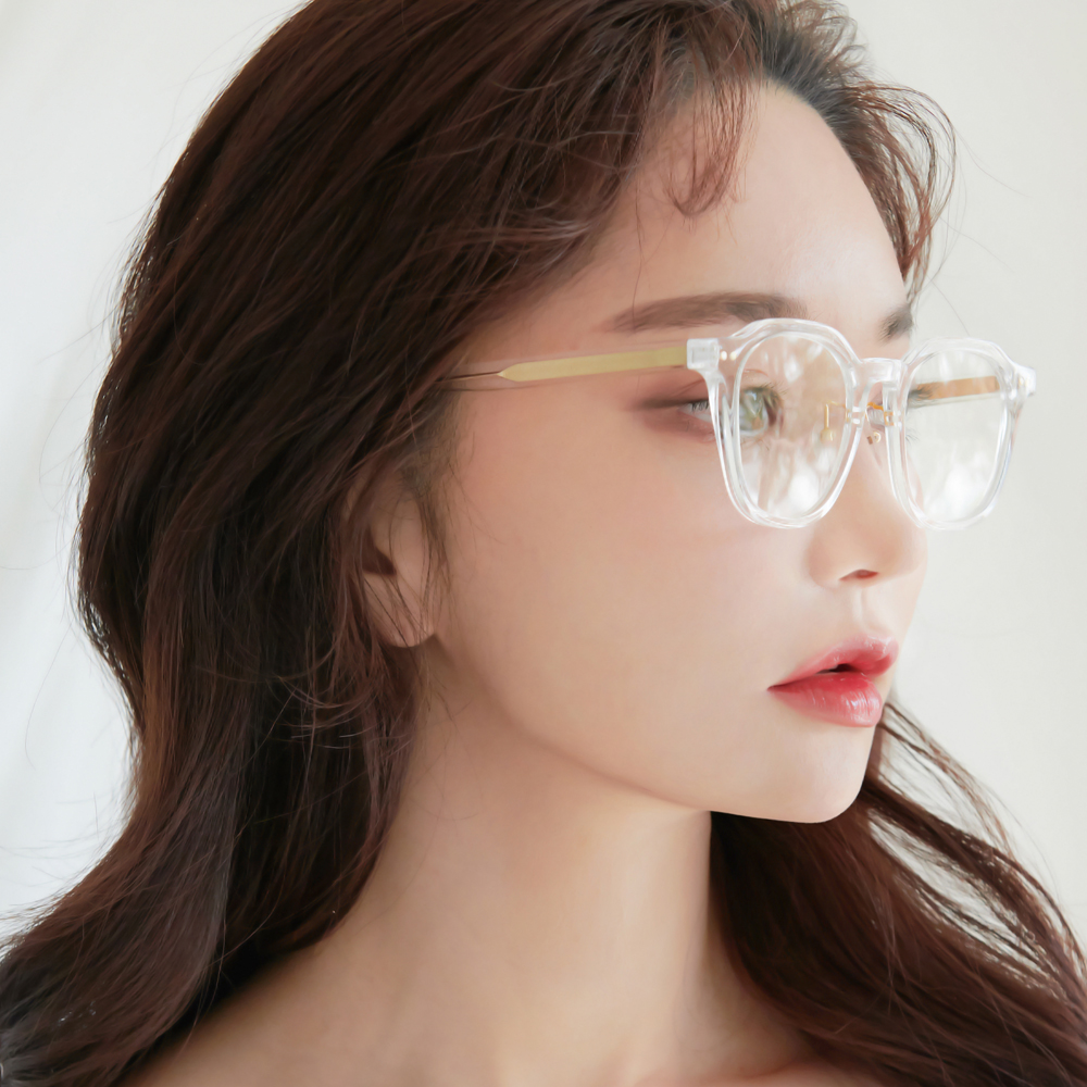 남자 여자 크라운판도 뿔테 투명 안경테 - 상세 이미지 3