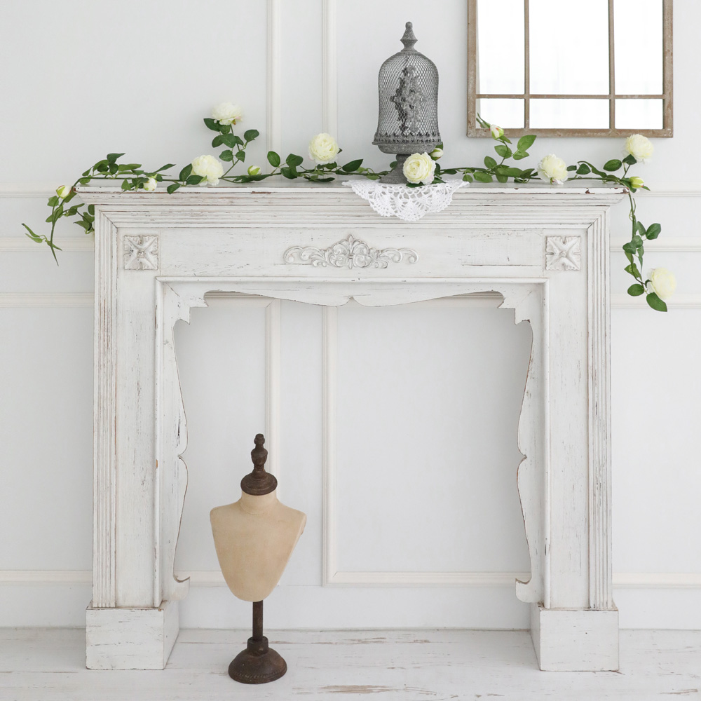 미쉘 빈티지 화이트 엔틱 거실 복도 전실 인테리어 벽난로 코너 폭좁은 슬림 미니 콘솔