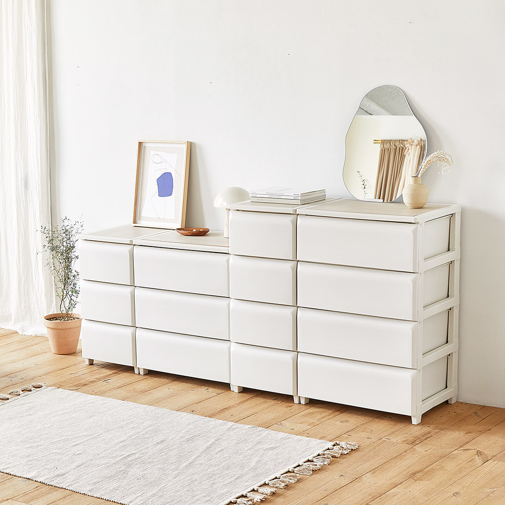 플라스틱 데일리 조립식 서랍장 L-550x425x865mm, 4단, 아이보리 이미지 3