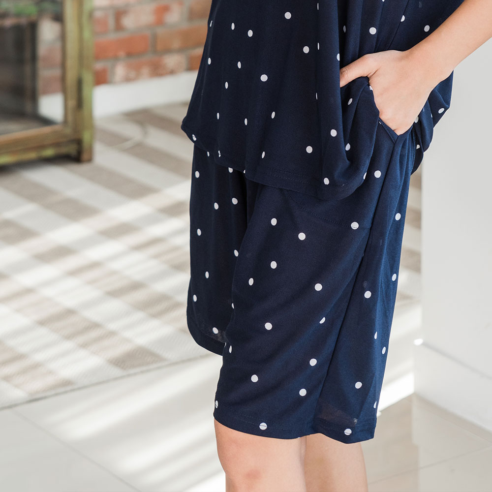 도씨 홈웨어 여성용 도트 뷔 네이쳐마 잠옷 5부 바지