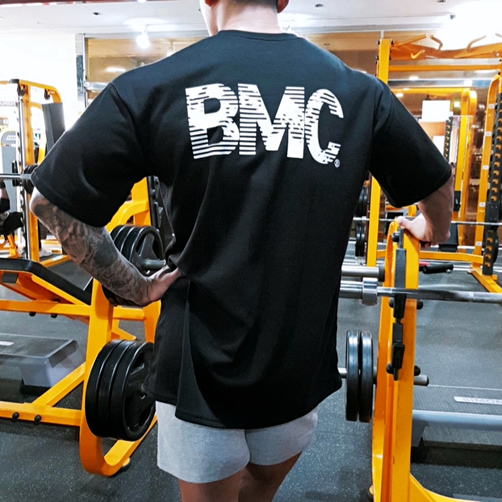 비스트모드 월드맵 남자 짐웨어 헬스 오버핏 반팔 티셔츠 블랙화이트 BSMD - 상품 이미지