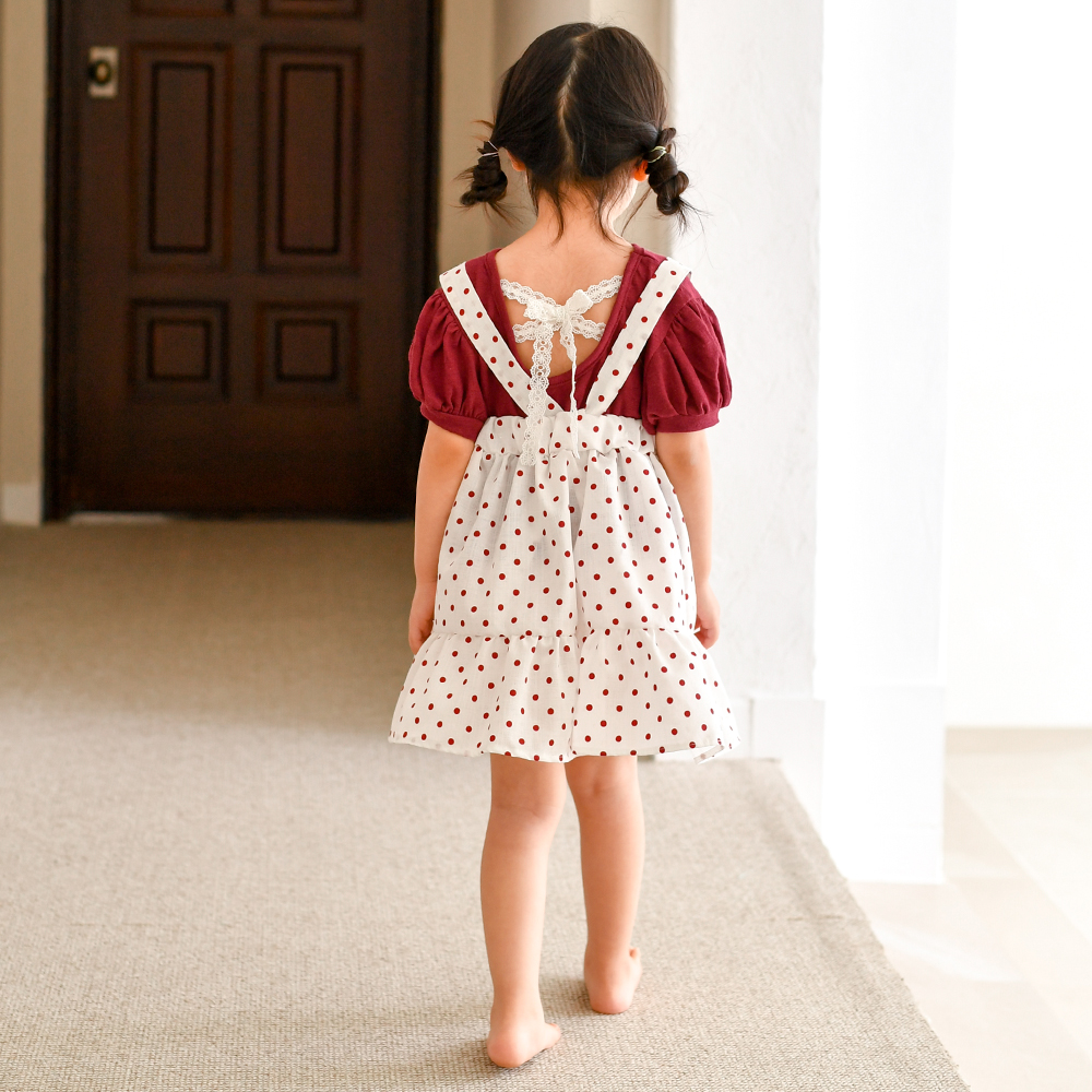 이솝리본티 여아 아동 반팔 블랙 와인 보통핏 면