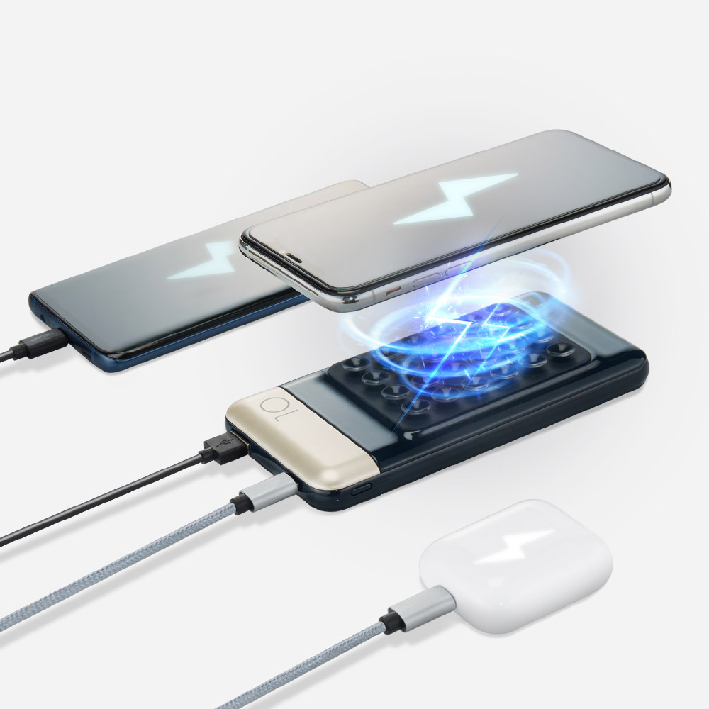 프롬비 척붙는 고속 무선 보조배터리 10000mAh 네이비 - 상세 이미지 2