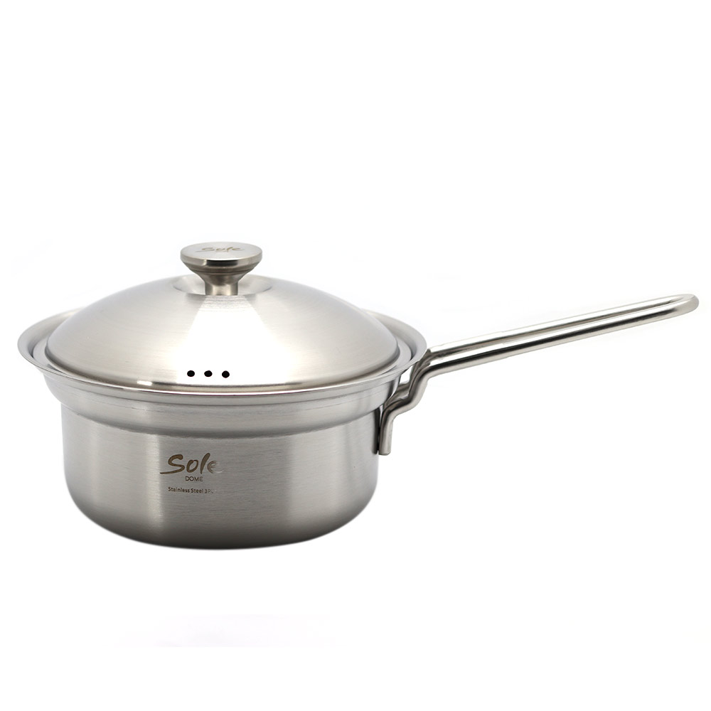 통3중 인덕션 편수 냄비 18cm, 돔뚜껑, 스텐 라면냄비