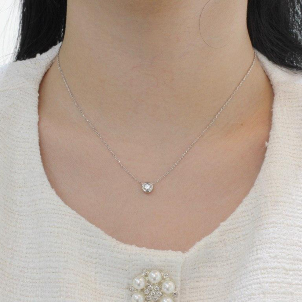 2부 다이아 목걸이 랩 데일리 포인트 베젤 프로포즈 결혼선물 금 14K 18K - 상세 이미지 2