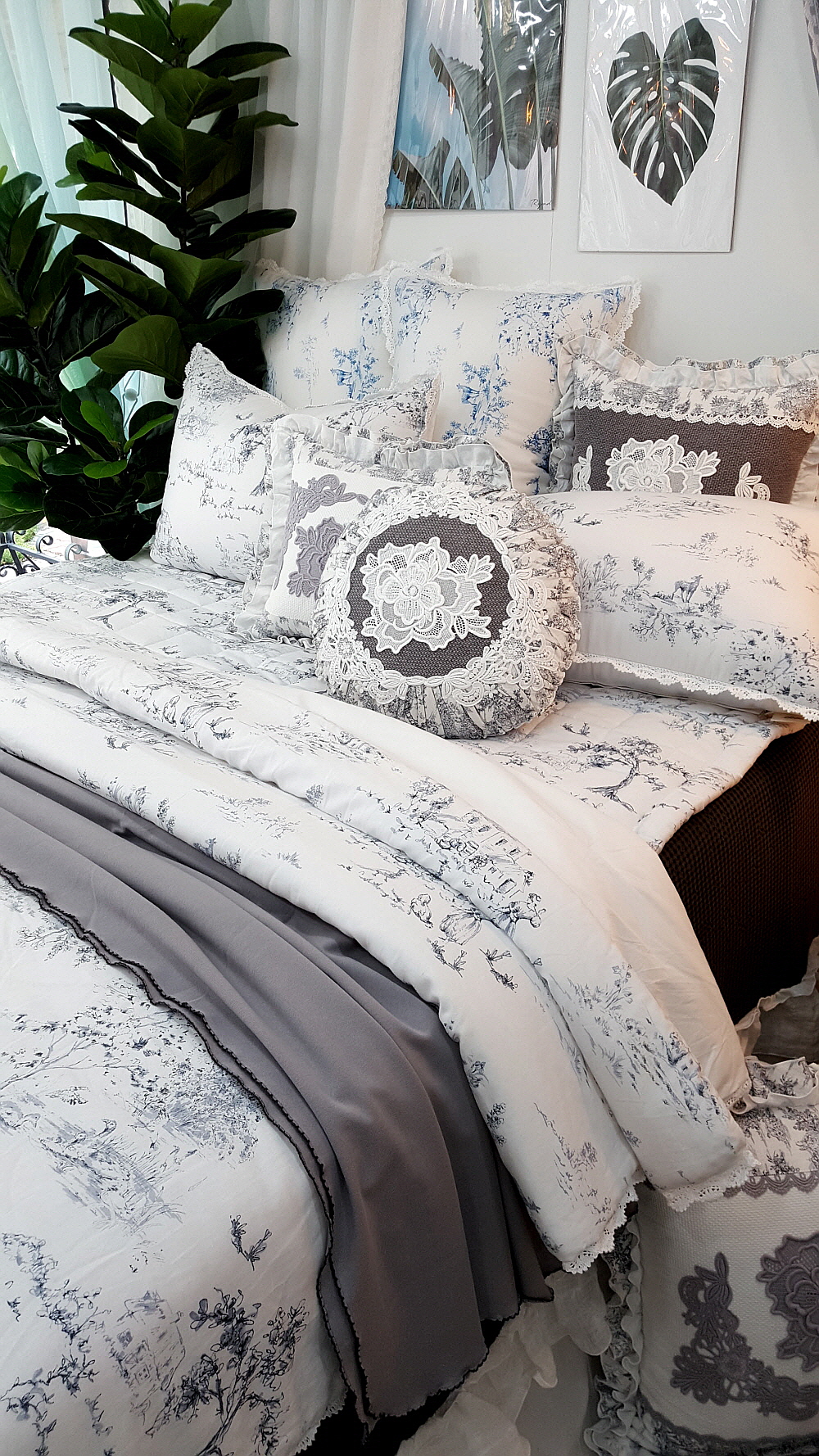 고급 프렌치뜨왈 린넨텐셀 여름침구세트 이불세트 퀸