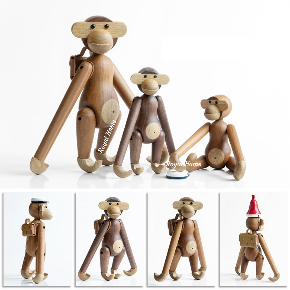 원숭이 목각인형 우드토이 인스타 인테리어 촬영소품 원룸꾸미기 10cm - 상세 이미지 5