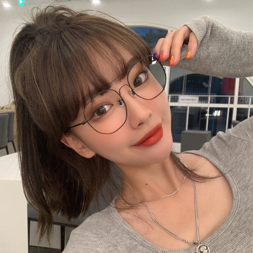 투브릿지 사각 보잉 베타 티타늄 안경테 오버사이즈 레트로 블루라이트 차단 안경 패션 이미지 6