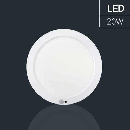 LED 뉴스마트 엣지 센서등 다운라이트 원형 화이트 20W 타공 무타공 겸용 시간조절 이미지