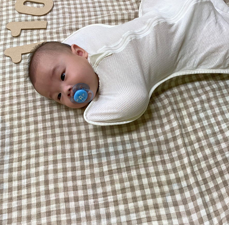 코니와 오가닉 메쉬속싸개 크림메쉬(오가닉)S 신생아 스와들 업다운지퍼 속싸개 : 코니와