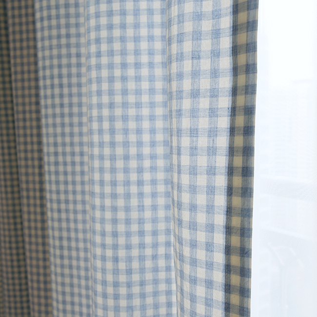 바이아미 멜란 체크 아이방 유아 남아 여아 키즈 커튼