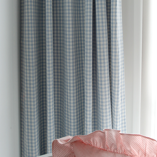 바이아미 멜란 체크 아이방 유아 남아 여아 키즈 커튼