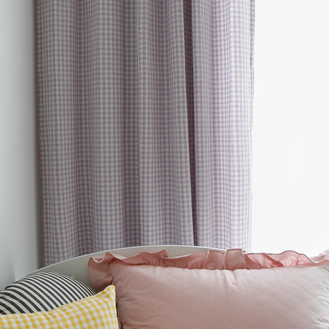 바이아미 멜란 체크 아이방 유아 남아 여아 키즈 커튼