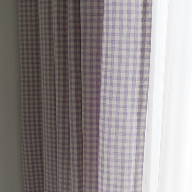 멜란 체크 커튼-연보라 아이방 아기방커튼