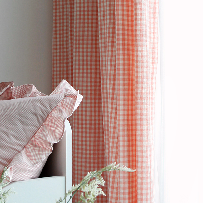 바이아미 멜란 체크 아이방 커튼 가로153x세로150