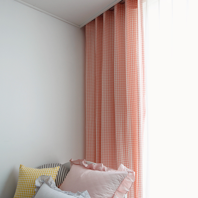 바이아미 멜란 체크 아이방 유아 남아 여아 키즈 커튼