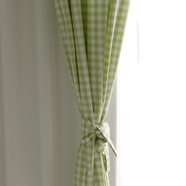 올리브그린 체크 커튼 아이방 가리개 여아 주방 베란다 남아 도어