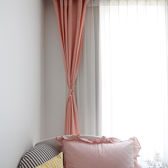 바이아미 멜란 체크 아이방 커튼 가로153x세로150