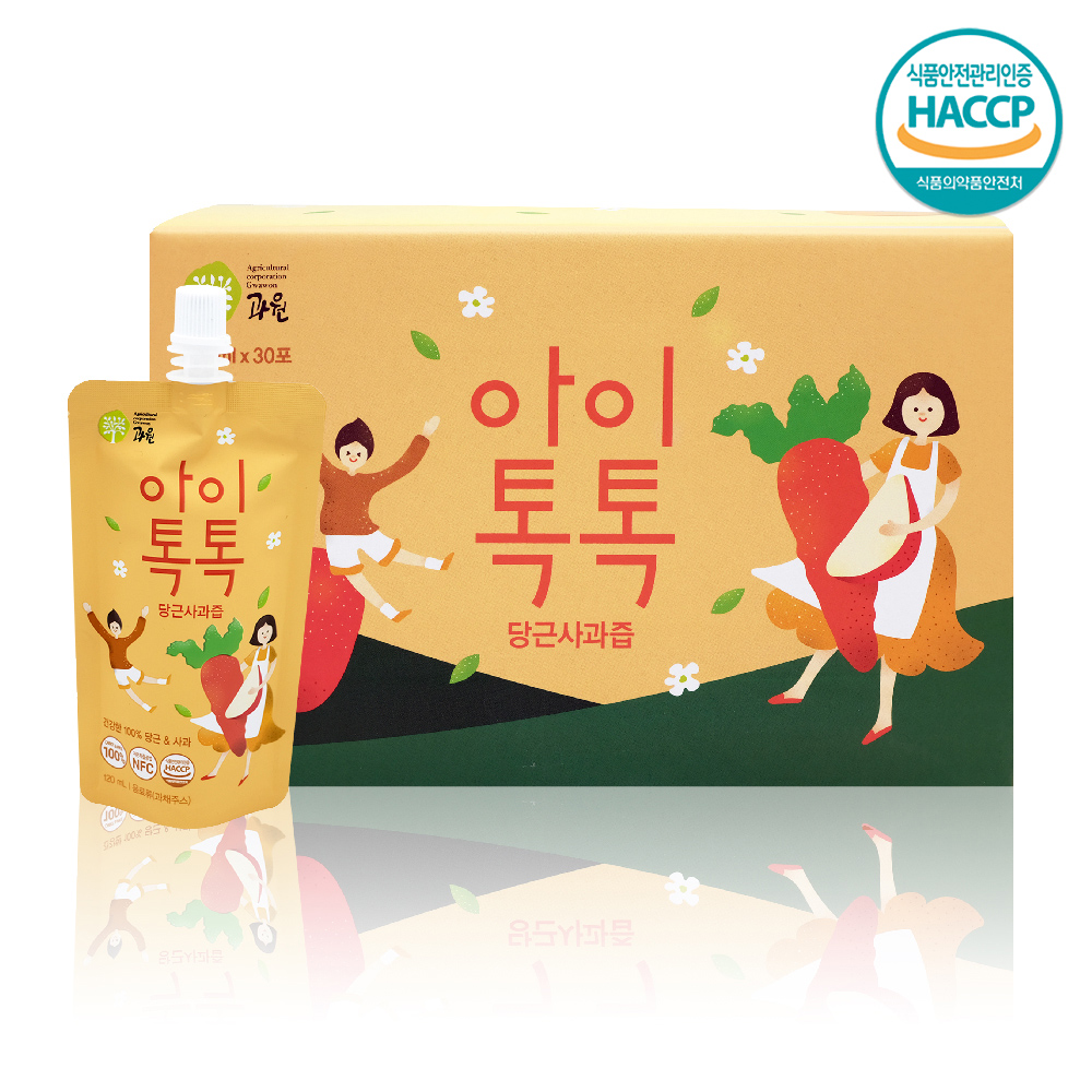 찬이네과수원 아이톡톡 사과당근즙 스파우트 120ml 30포 순수100% 착즙주스 - 상세 이미지 2