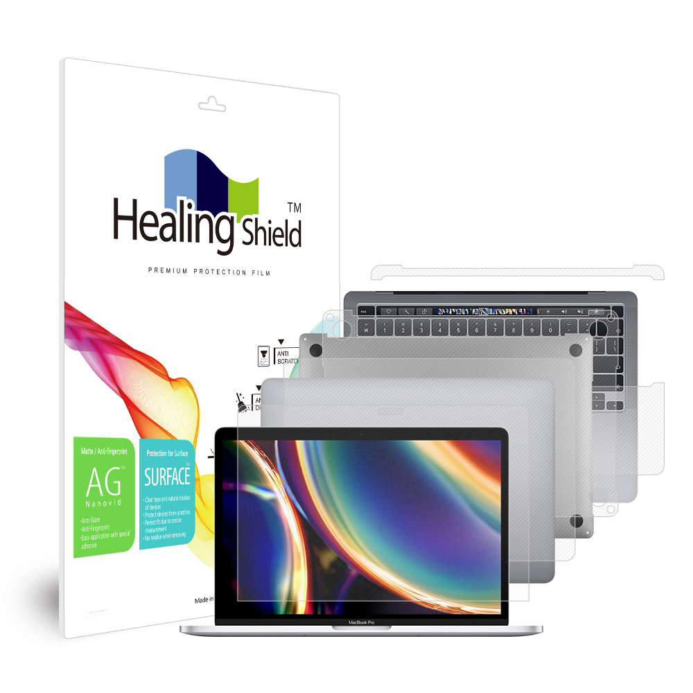 맥북프로(M1) 13 2020 터치바 1.4GHz 저반사 지문방지 액정보호필름 1매 외부3종 - 상품 이미지