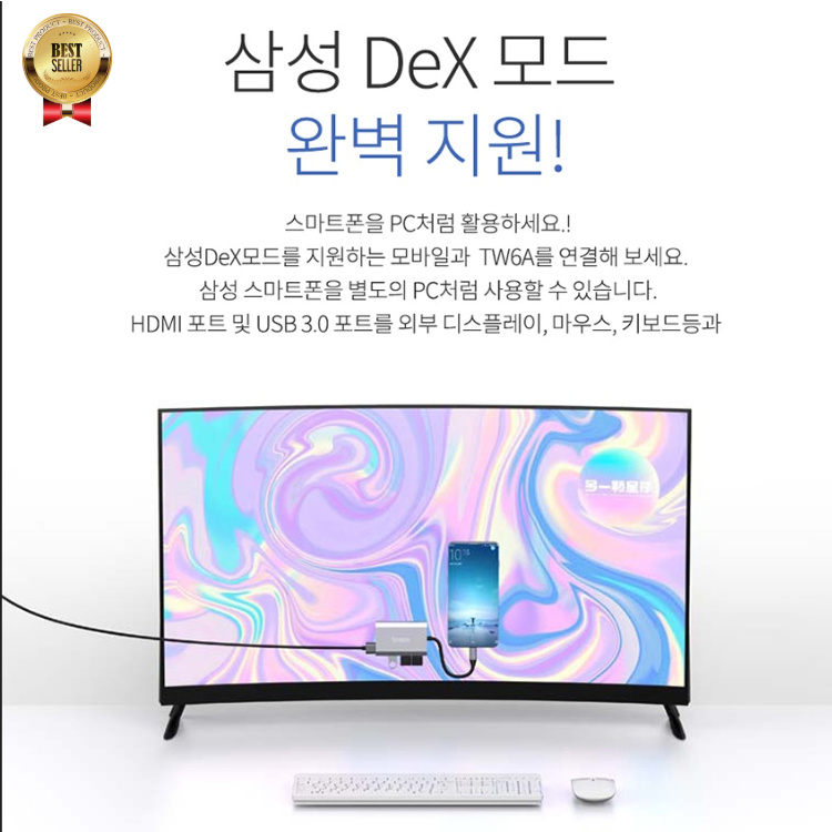 베이식스 C타입 USB 3.0 M-mini 6포트 맥북 프로 허브 아이패드 HDMI - 상세 이미지 4