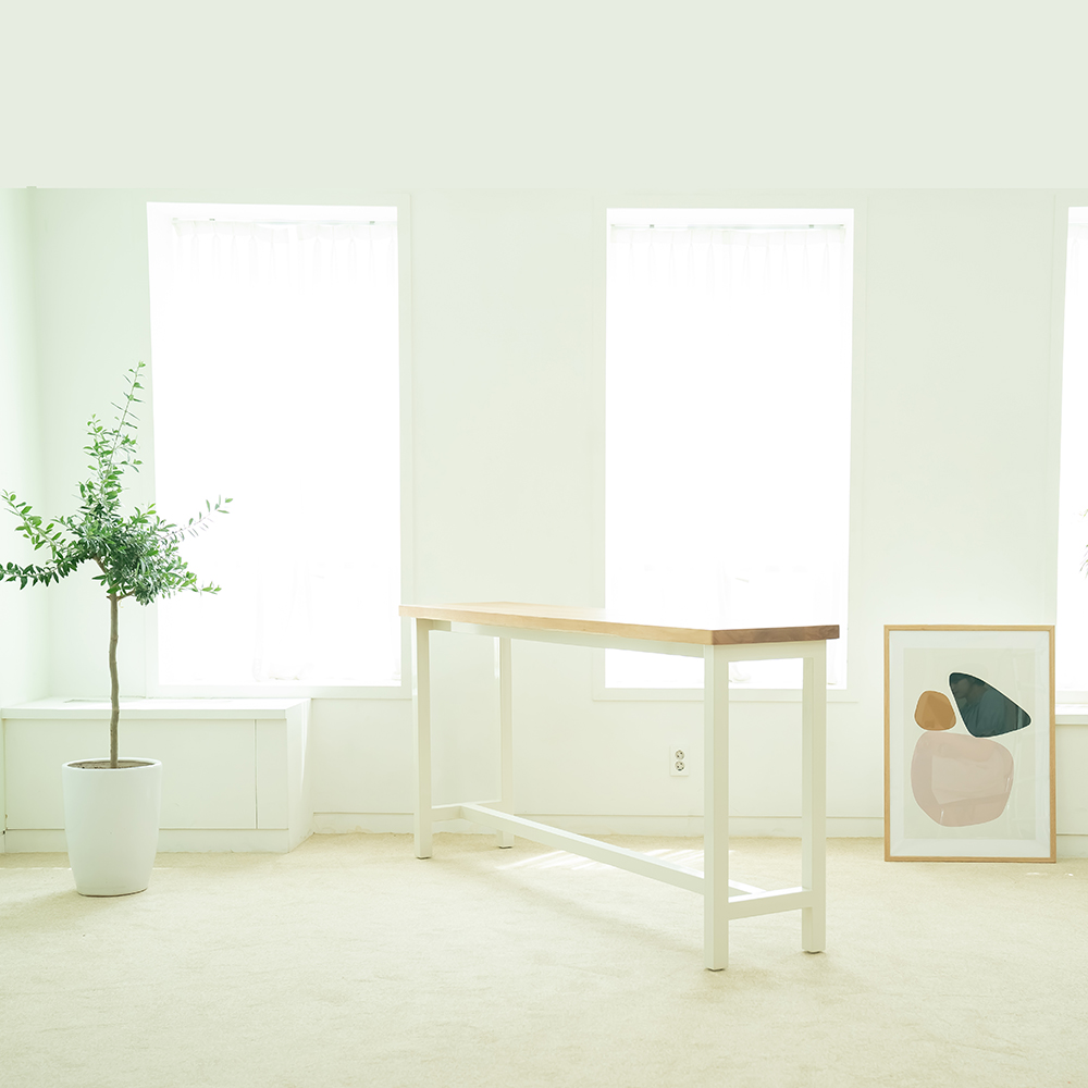 [오크 우드슬랩] 홈카페테이블/ H다리 (카페 테이블) 맞춤원목 테이블