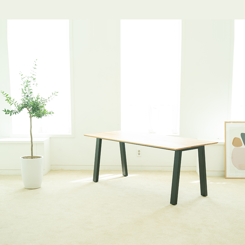 [오크 우드슬랩]  다이닝 테이블_A 철재 다리 카페테이블 맞춤원목식탁