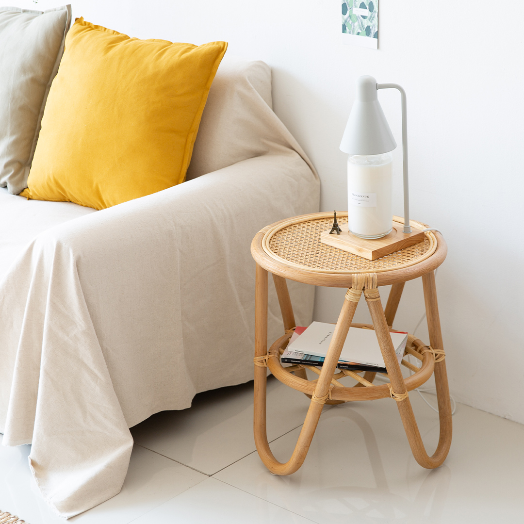 트레그 라탄 티테이블 원형 미니테이블 우드 쇼파 거실 침실 협탁 카페