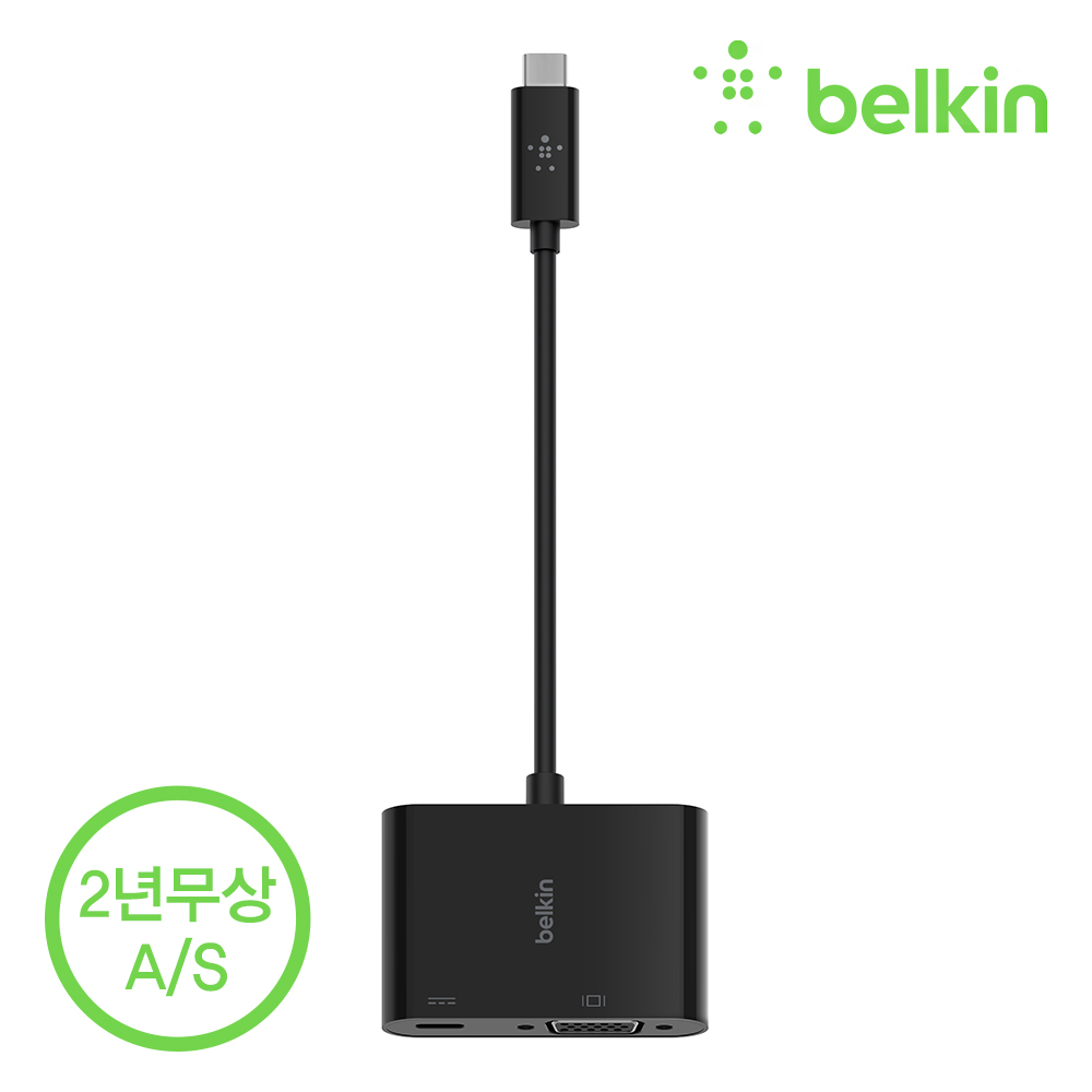 벨킨 USB-C to VGA + C타입 60W 충전 듀얼 젠더 컨버터 PD HD 디스플레이 연결 젠더 AVC001bt - 상세 이미지 3