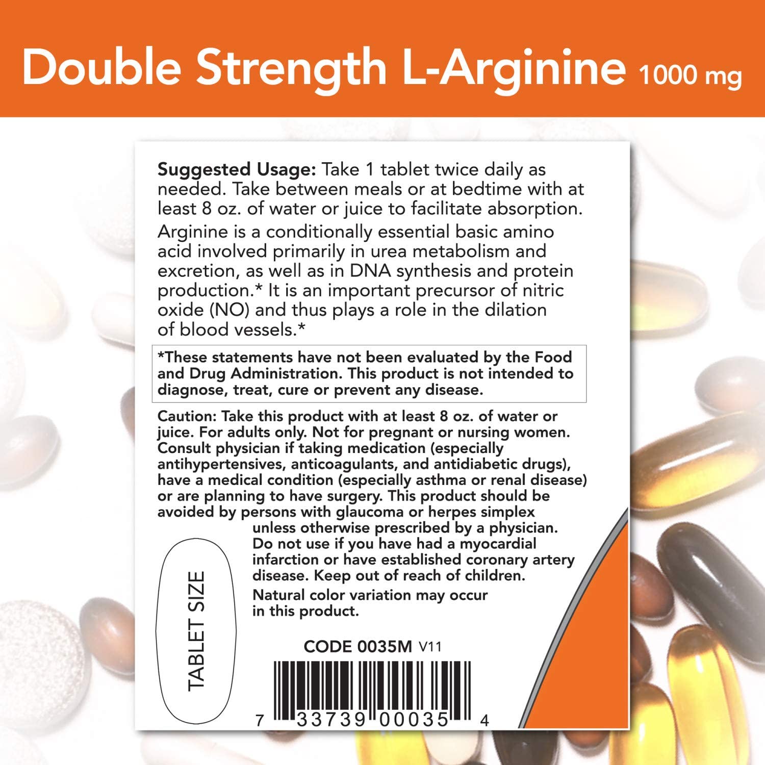 나우 푸드 L-아르기닌 1000mg, 120정 / Now Foods, L-Arginine, Double Strength, 1,000 mg,  120 Tablets : 푸드세이프