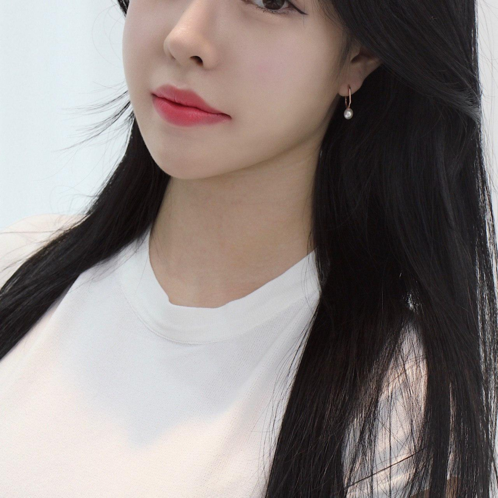 14K 18K 핵 진주 6미리 라운드 스퀘어 링 원터치 귀걸이 데일리 여자 친구 선물 - 상세 이미지 3