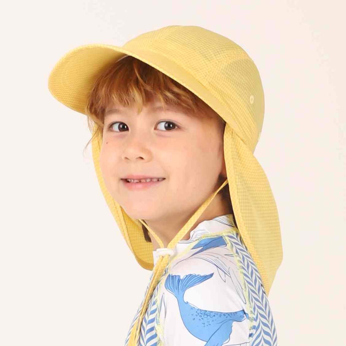 데이빗앤케이트 주니어 초등학생 와이드 UV플랩캡 모자 옐로우 - 상품 이미지