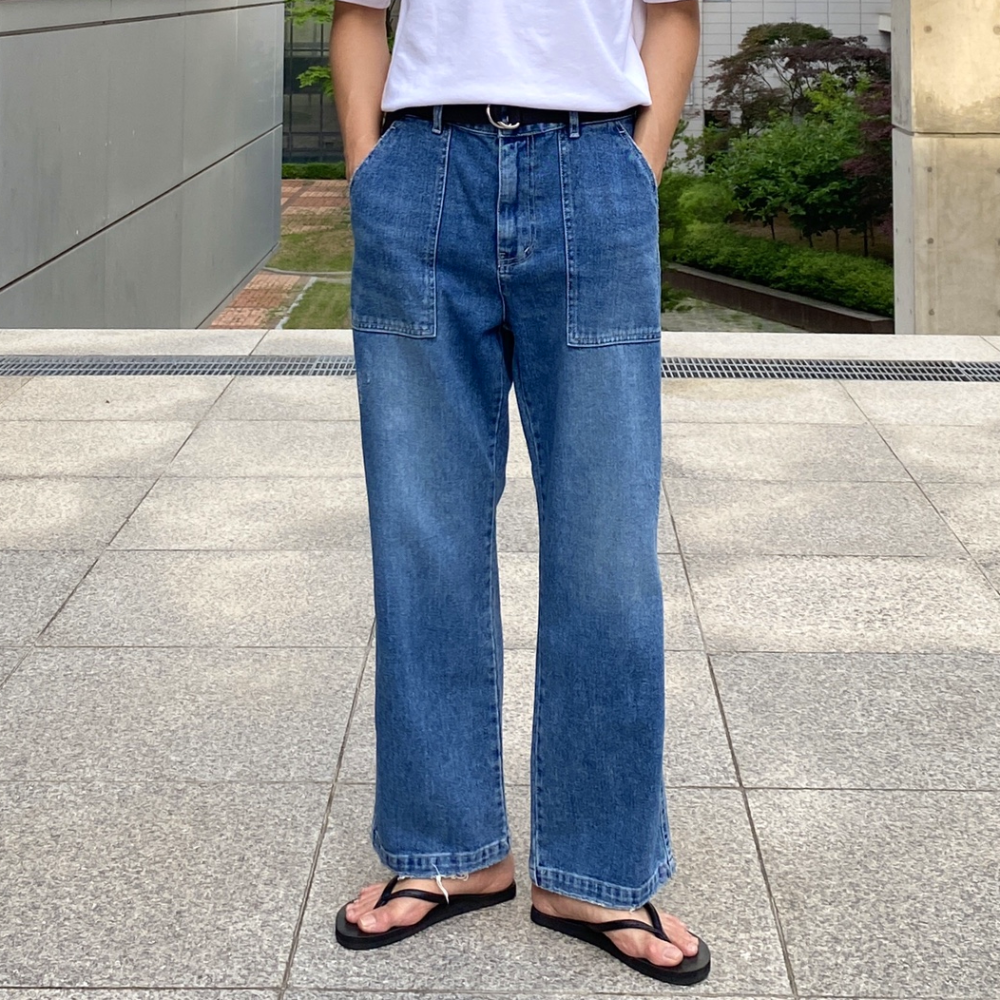 남자 와이드데님 통청바지 중청바지 - 상품 이미지