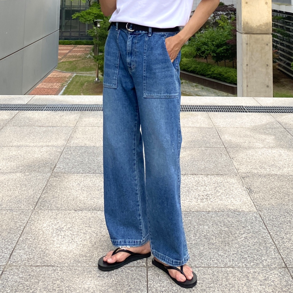 남자 와이드데님 통청바지 중청바지 - 상세 이미지 3