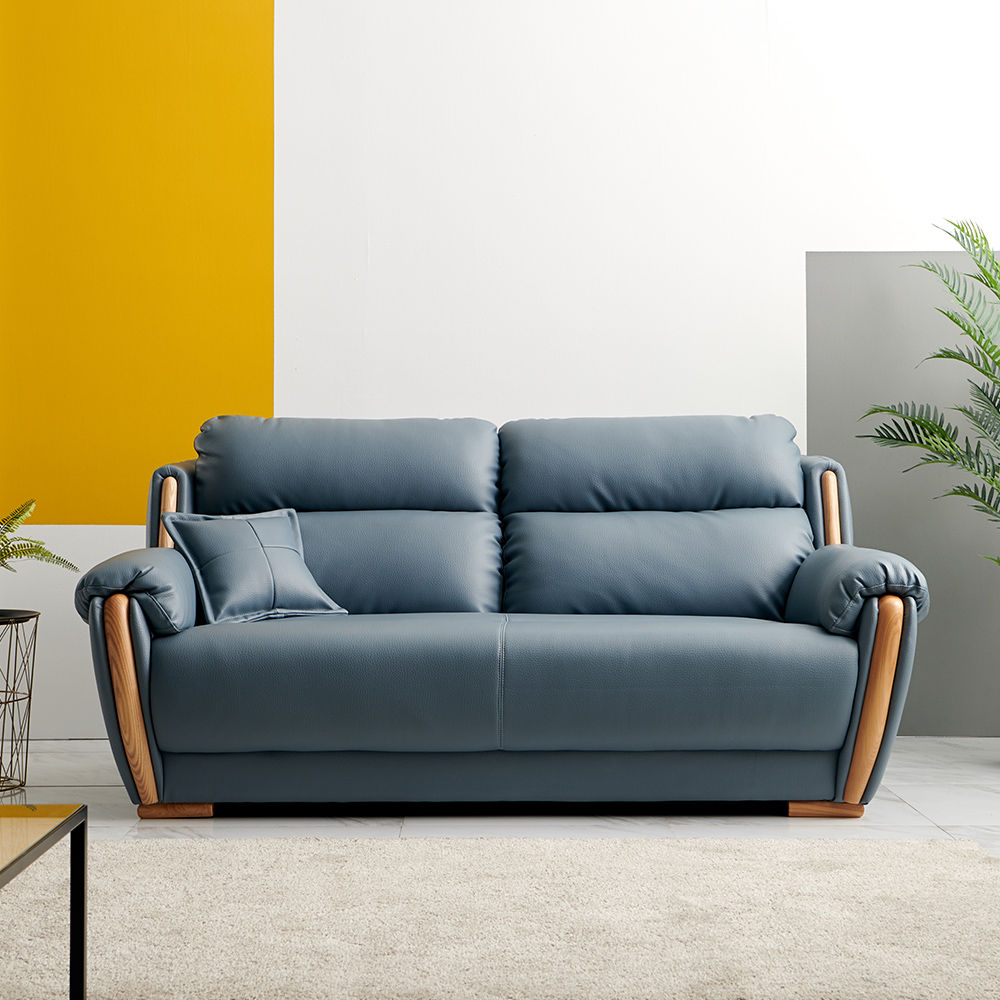 스코나 파크먼 올나파 가죽 애쉬 원목 3인용 소파