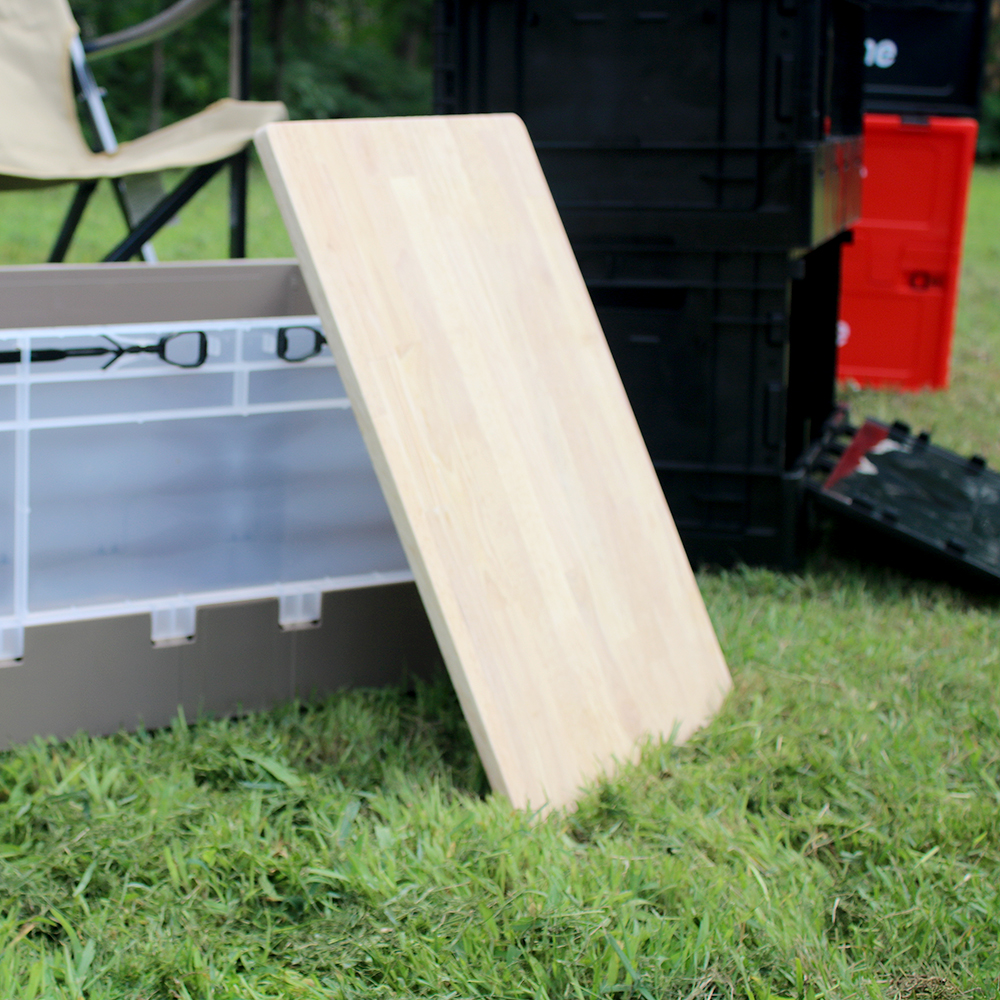 캠핑 폴딩박스 오픈도어 원목 상판 수납 소품 정리함