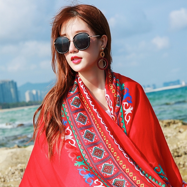 감성 디자인 얇은 여름 숄 에어컨 비치 담요 이미지 6
