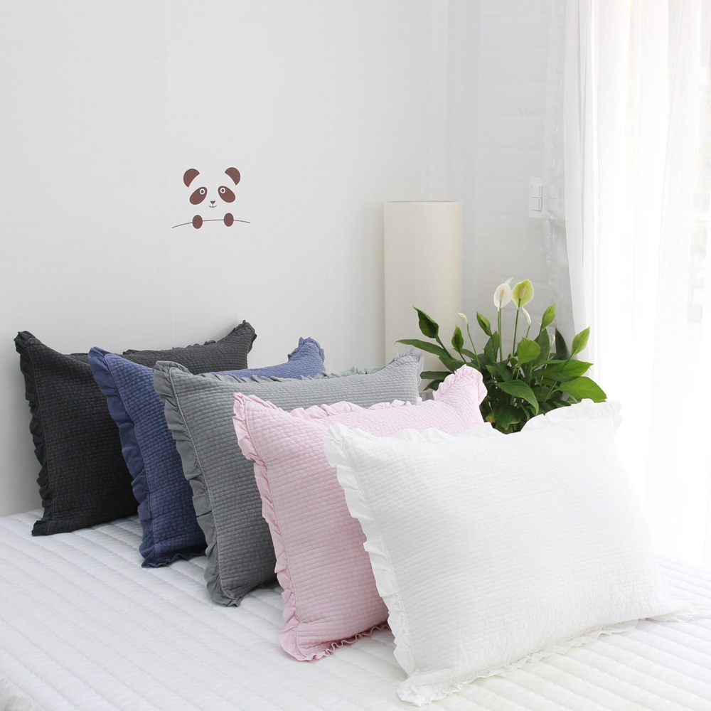 순면 아사 피그먼트 프릴 베개커버 다용도 누빔 베개커버 40×60