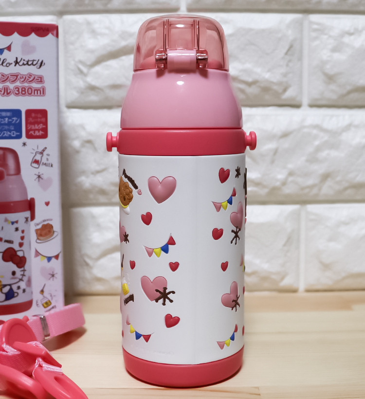 스케이터 헬로키티 3D 원푸쉬 보냉 스테인리스 스트로 보틀 380ml  (스트렙 포함) SSPV4 - 하카타몰