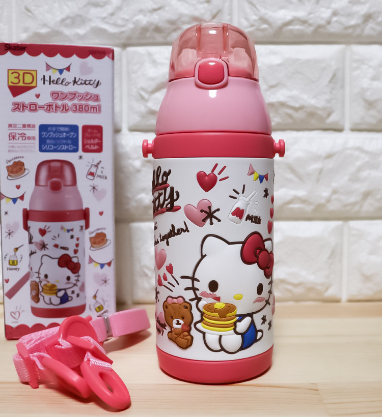 스케이터 헬로키티 3D 원푸쉬 보냉 스테인리스 스트로 보틀 380ml  (스트렙 포함) SSPV4 - 하카타몰