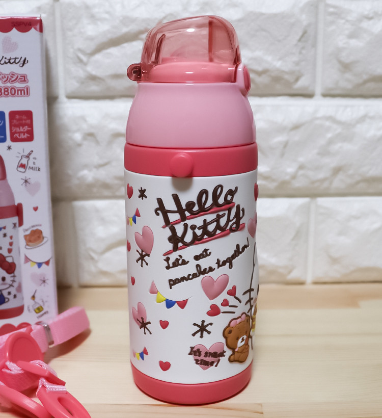 스케이터 헬로키티 3D 원푸쉬 보냉 스테인리스 스트로 보틀 380ml  (스트렙 포함) SSPV4 - 하카타몰