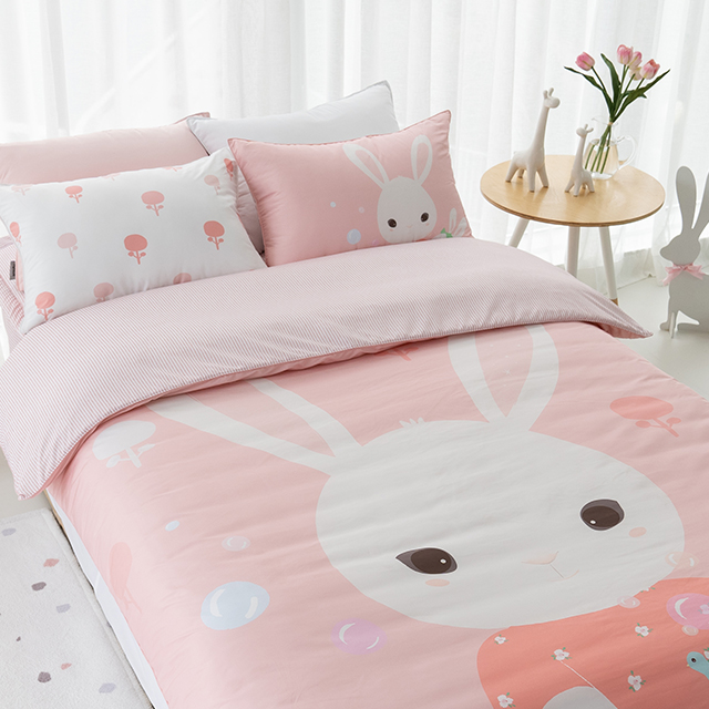 키즈 알러지 사계절 무봉제 누빔 이불커버 베개세트 에이미핑크 (토끼), S.SS(싱글.슈퍼싱글겸용)