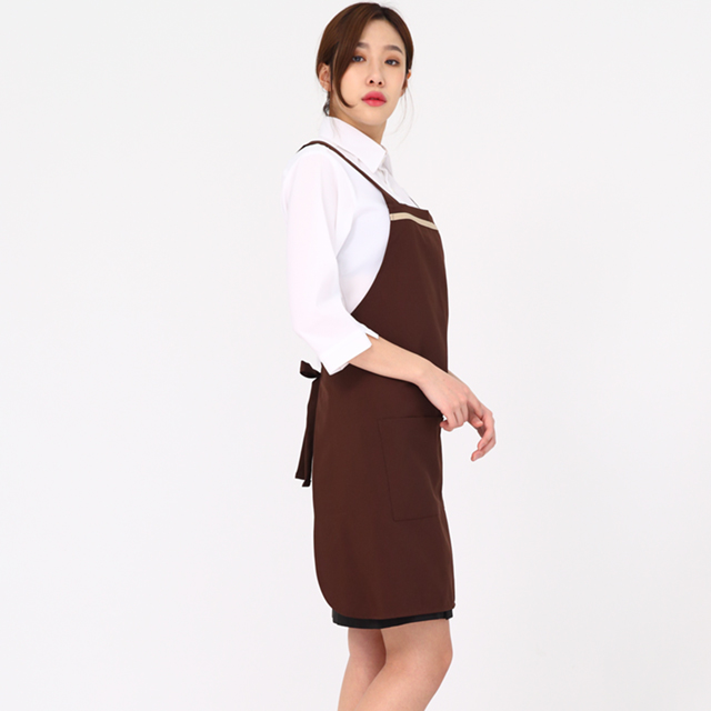 (킹세일한정) 브라운한줄띠X형 서빙앞치마 카페 업소용앞치마 주방 홀앞치마 - 상세 이미지 4