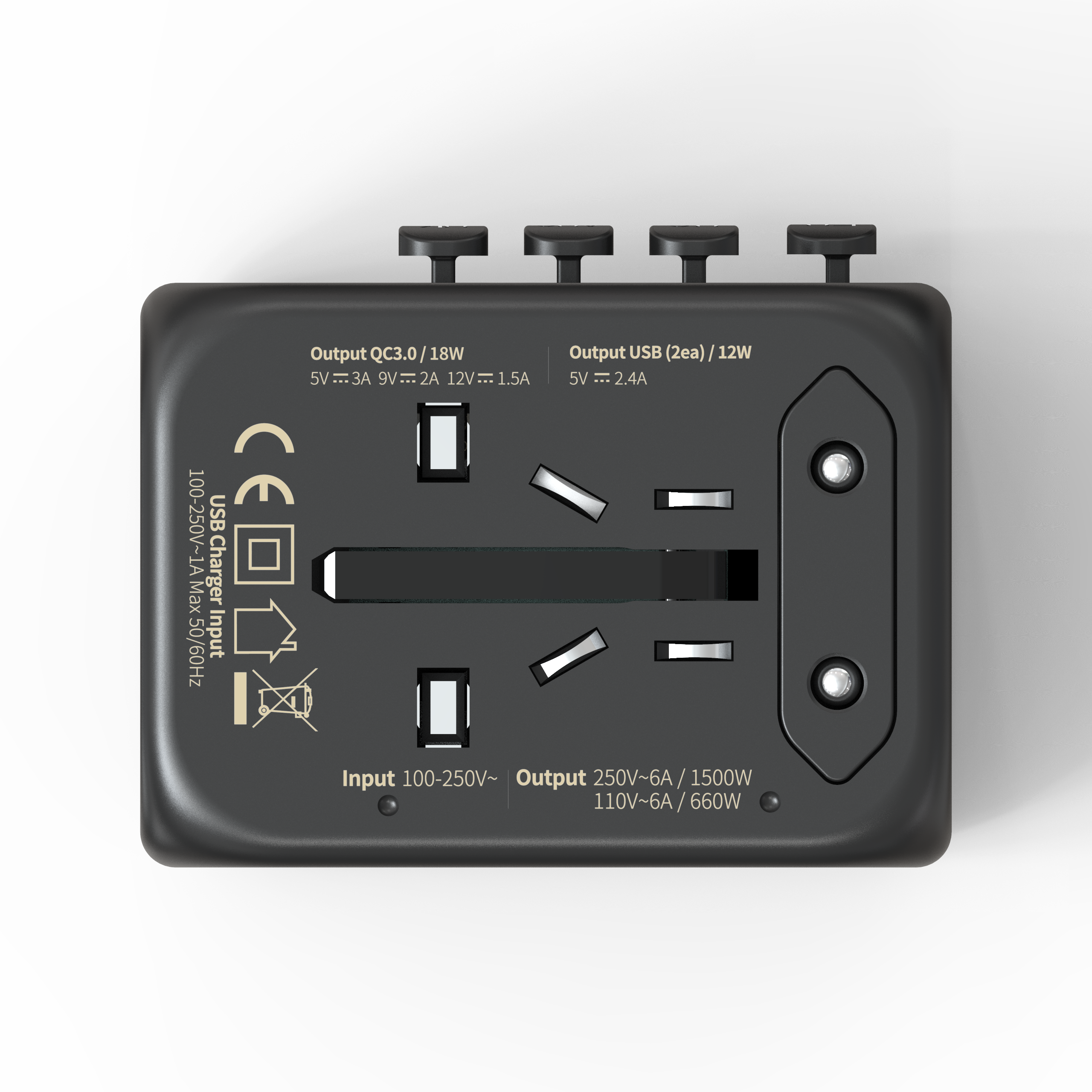 빅쏘 해외전용 3포트 USB 퀄컴 퀵차지 3.0 고속 충전 여행용 멀티 플러그 어댑터 TU1 - 상세 이미지 5