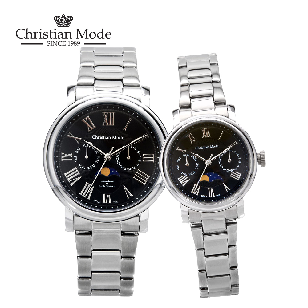 본사직영/정품 크리스챤모드 문페이즈 남성/여성메탈시계 CM401BWS