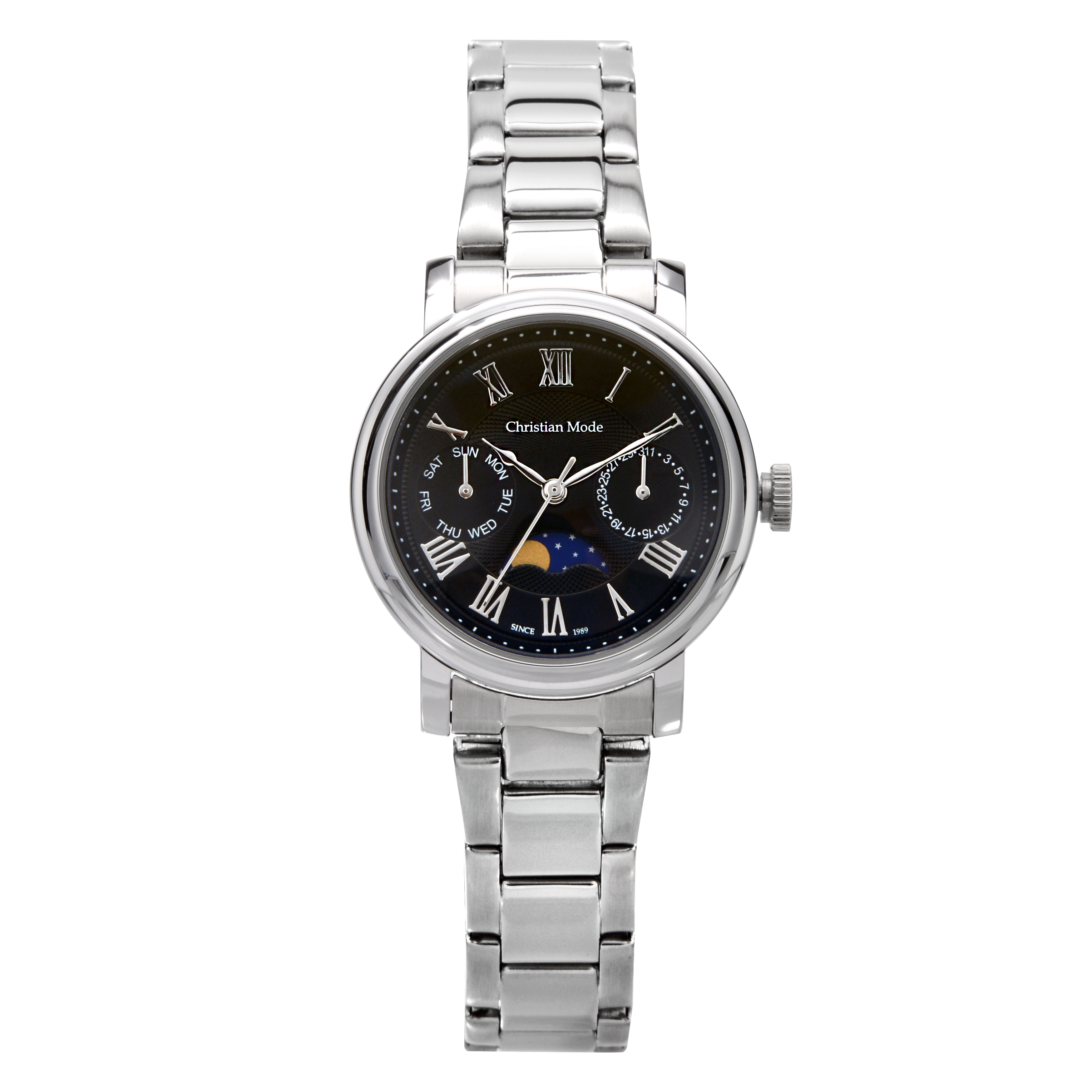 본사직영/정품 크리스챤모드 문페이즈 남성/여성메탈시계 CM401BWS
