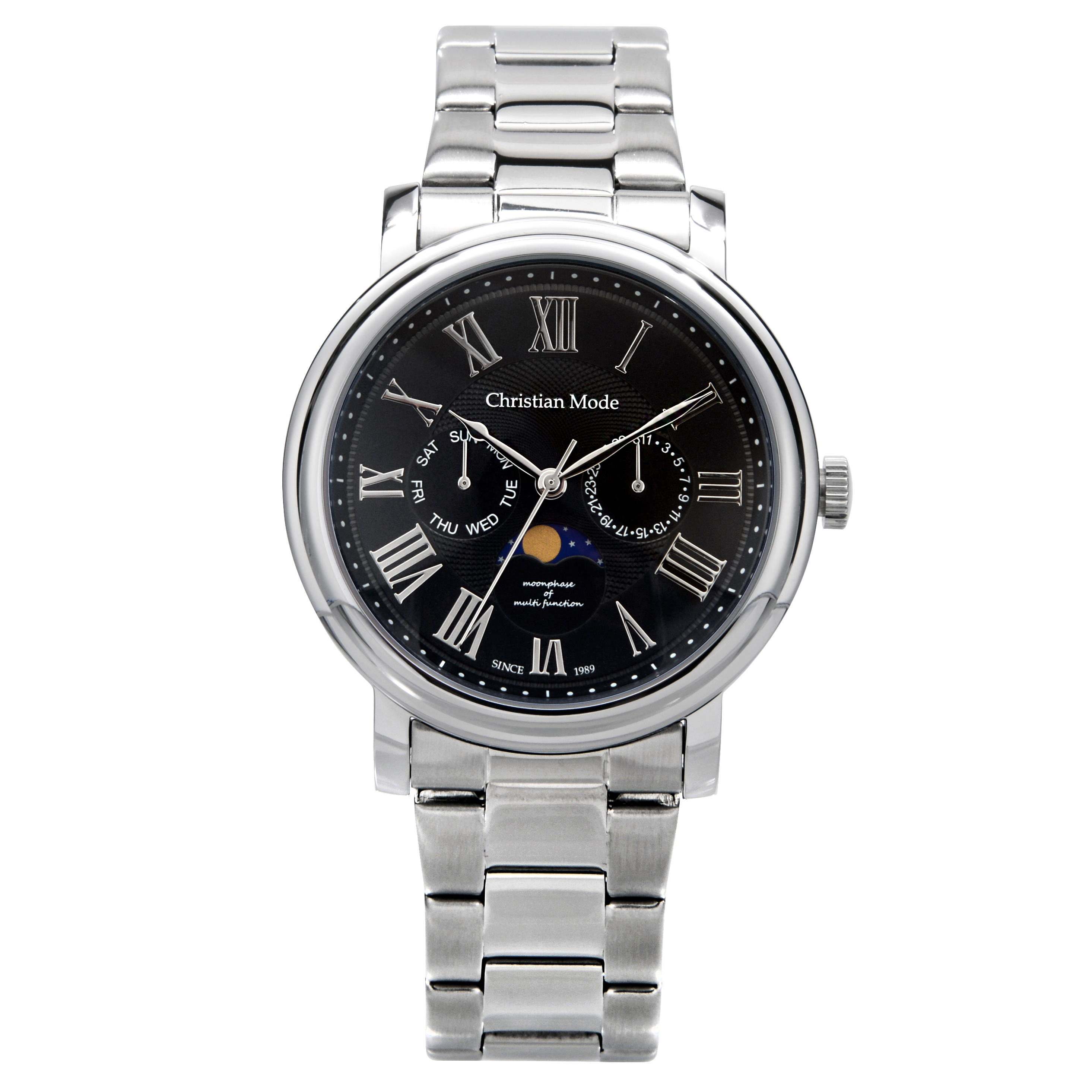 본사직영/정품 크리스챤모드 문페이즈 남성/여성메탈시계 CM401BWS